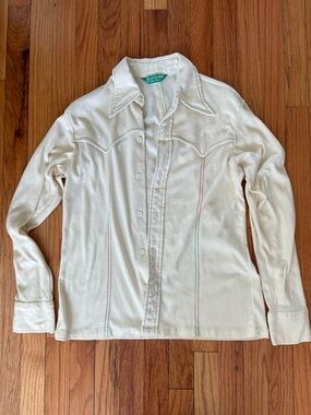 Cream Western-Style Button Front Shirt - VINTAGE 70’s Scene III by Da Vinci